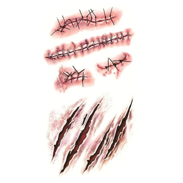 20pcs S-165 Halloween Blessure de Terreur Réaliste Rayures Cicatrice Autocollant Tatouage Temporaire, S-165/20pcs