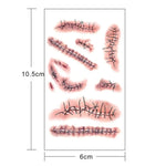 10 autocollants de tatouage temporaire réaliste pour blessure S-263 Halloween Terreur, S-263/10pcs