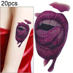 20 autocollants de tatouage temporaire S-291 Halloween Terreur Bouche de Sang Blessure Réaliste, S-291/20pcs