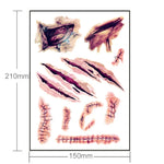 2pcs V-06 Halloween Terreur Blessure Cicatrice Réaliste Autocollant Tatouage Temporaire, V-061/2pcs