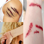 2pcs V-06 Halloween Terreur Blessure Cicatrice Réaliste Autocollant Tatouage Temporaire, V-061/2pcs