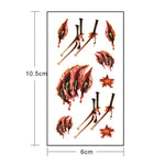 20 autocollants de tatouage temporaire S-024 Halloween Terreur, blessure réaliste, sang, cicatrice, S-024/20pcs