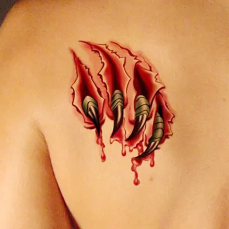 20 autocollants de tatouage temporaire S-024 Halloween Terreur, blessure réaliste, sang, cicatrice, S-024/20pcs