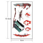 10 autocollants de tatouage temporaire S-299 pour blessure d'Halloween, cicatrice réaliste, terreur, S-299/10 pièces