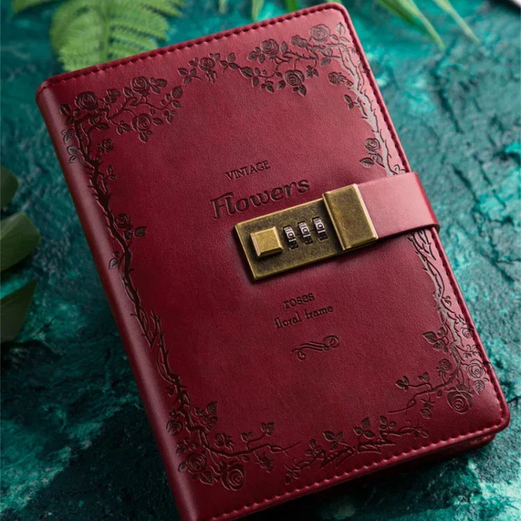 B6 Carnet rétro en PU avec serrure à mot de passe