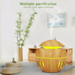 Humidificateur USB motif grain de bois évidé, lampe d'aromathérapie sept couleurs, pulvérisateur d'alcool automatique avec télécommande (bleu ciel), HC0372A, HC0372B, HC0372C, HC0372D, HC0372F, HC0372G, HC0372H, HC0372I, HC0372J, HC0372K
