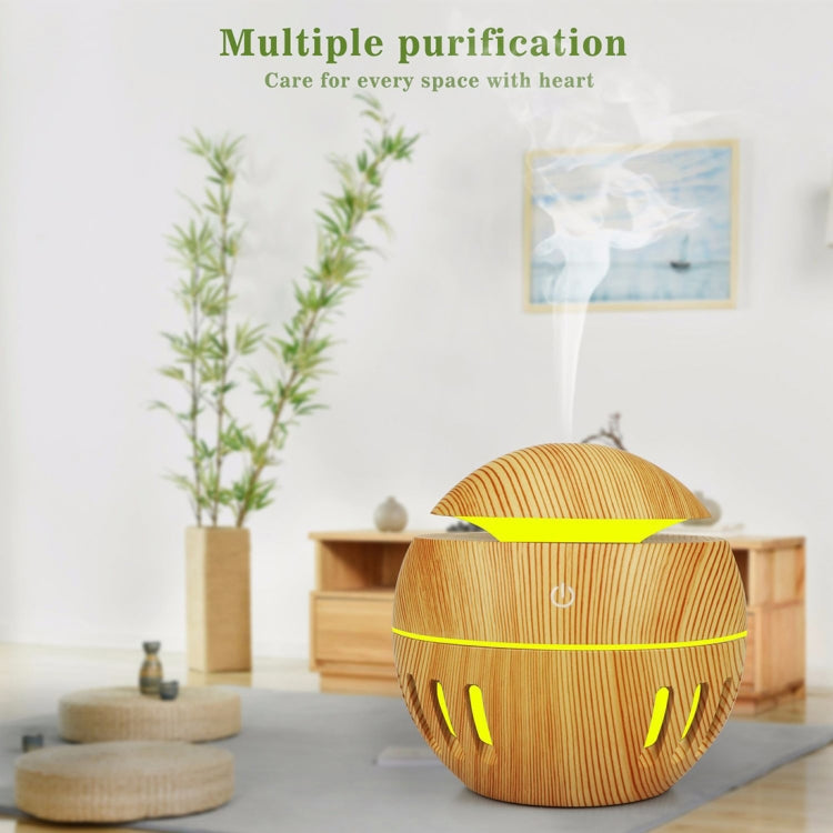 Humidificateur USB motif grain de bois évidé, lampe d'aromathérapie sept couleurs, pulvérisateur d'alcool automatique avec télécommande (bleu ciel), HC0372A, HC0372B, HC0372C, HC0372D, HC0372F, HC0372G, HC0372H, HC0372I, HC0372J, HC0372K