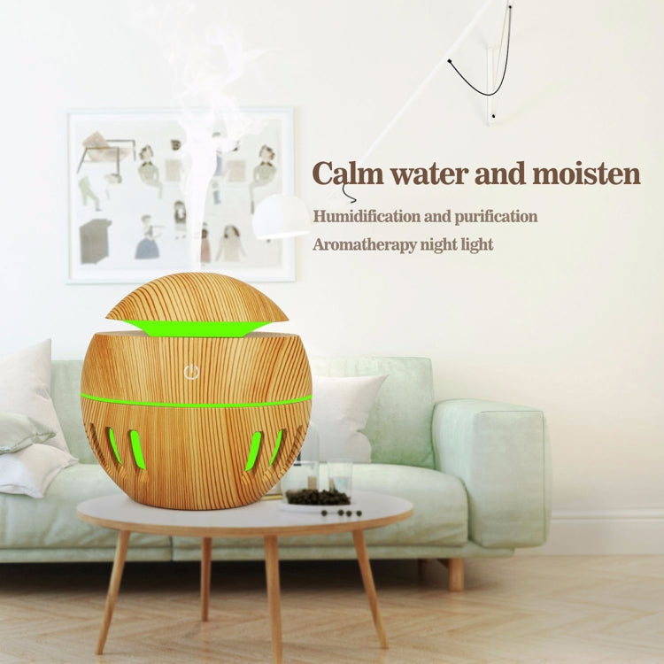 Humidificateur USB motif grain de bois évidé, lampe d'aromathérapie sept couleurs, pulvérisateur d'alcool automatique avec télécommande (bleu ciel), HC0372A, HC0372B, HC0372C, HC0372D, HC0372F, HC0372G, HC0372H, HC0372I, HC0372J, HC0372K