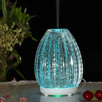Machine d'aromathérapie créative en forme de vase 100ml Humidificateur en verre 3D Vaporisateur automatique d'alcool avec lampe LED colorée, Humidificateur en verre 3D