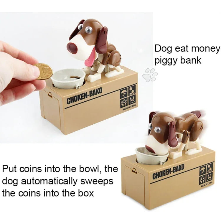 Tirelire automatique en forme de chiot gourmand, boîte à pièces, tirelire chien