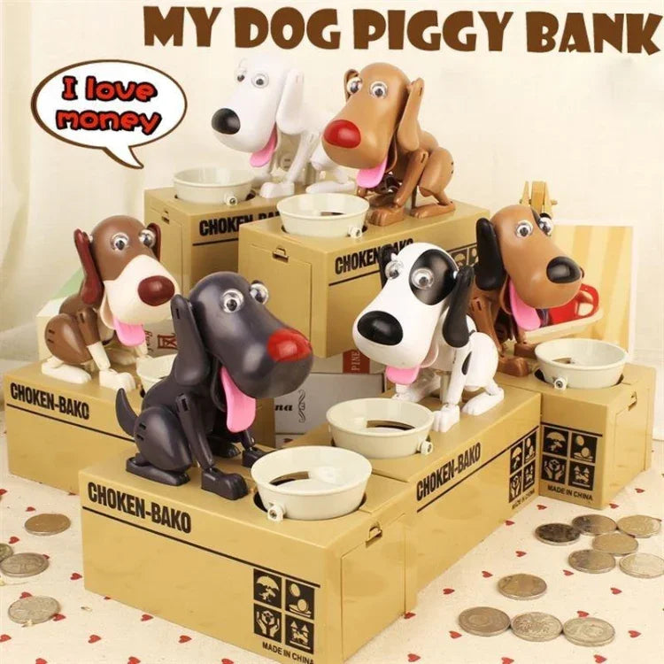 Tirelire automatique en forme de chiot gourmand, boîte à pièces, tirelire chien