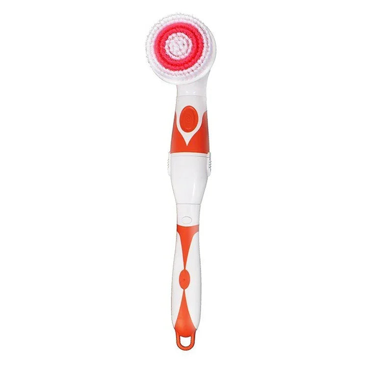 Brosse de bain électrique étanche multifonctionnelle à long manche avec 4 têtes de brosse