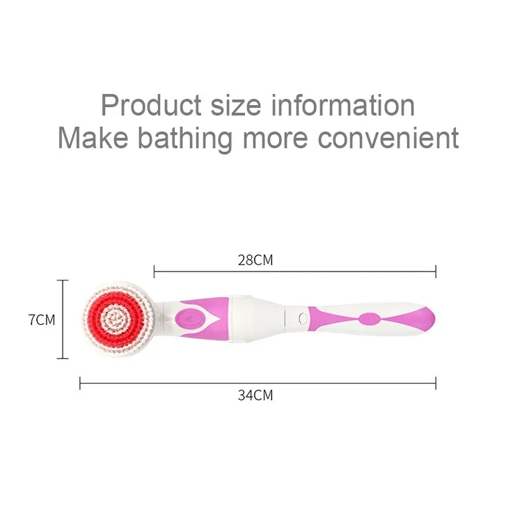 Brosse de bain électrique étanche multifonctionnelle à long manche avec 4 têtes de brosse