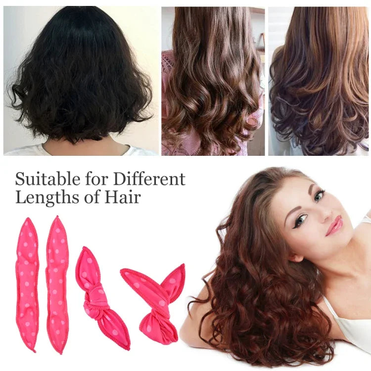20 bigoudis mignons en forme de vague, avec oreilles de lapin, pour cheveux