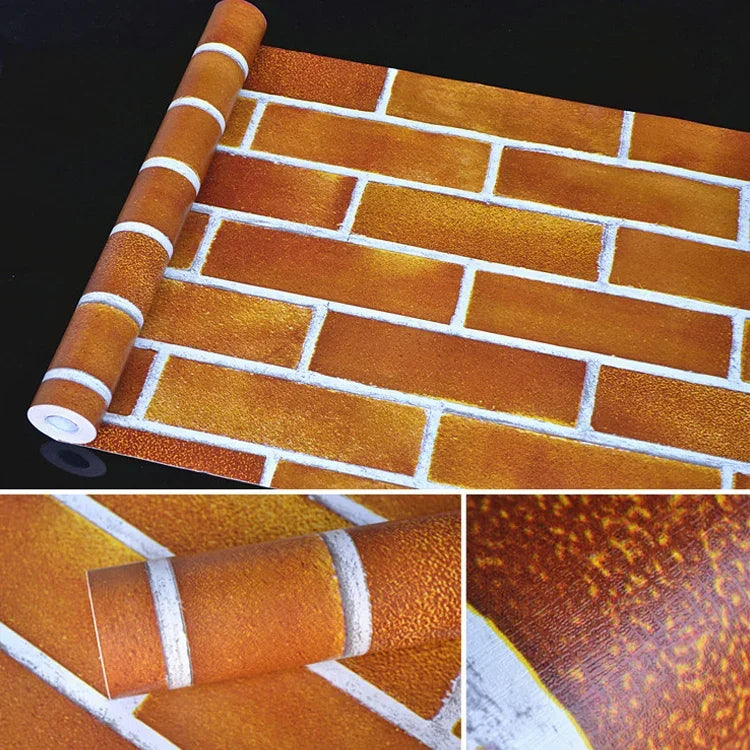 Papier peint décoratif créatif en briques horizontales 3D, rouleau de papier peint étanche pour chambre et salon, taille : 45 x 1000 cm, briques horizontales larges