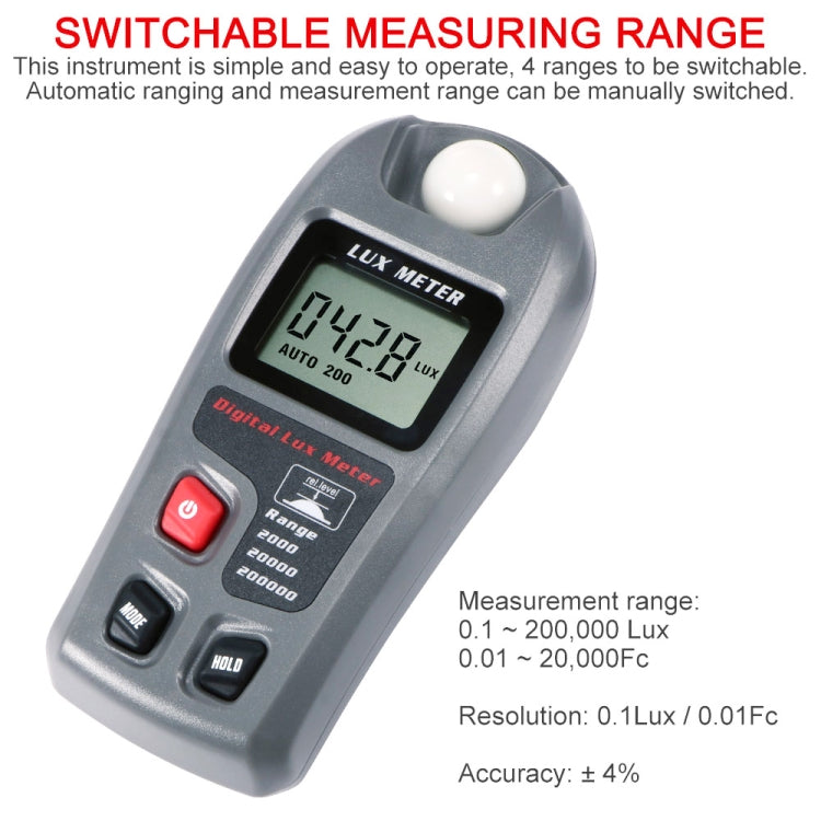 Luxmètre numérique portable MT-30 avec écran LCD pour usine / école / maison, plage : 0,1-200 000 lux, MT-30