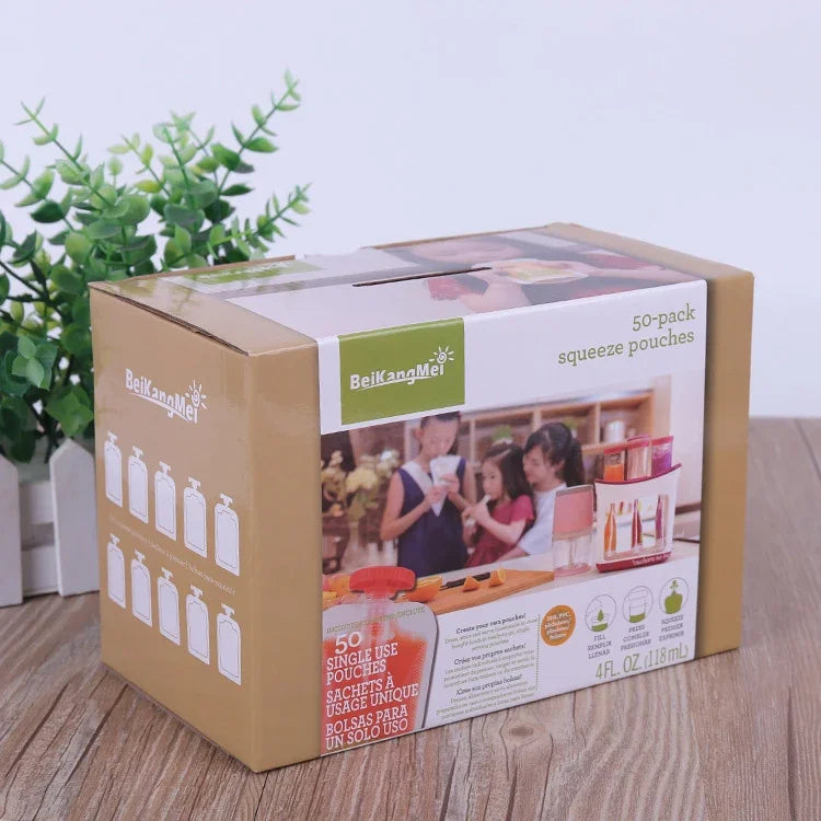 50 Sachets de Stockage de Purée à Pression pour Distributeur d'Aliments, Compatibles avec le Distributeur d'Aliments HC14554, Sachet de Stockage