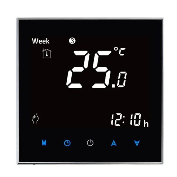 BHT-2001 Thermostat de chauffage numérique LCD type chauffage à eau charge 3A, affichage horloge / température / heure / semaine / chauffage etc., BHT-2001 3A (Noir)