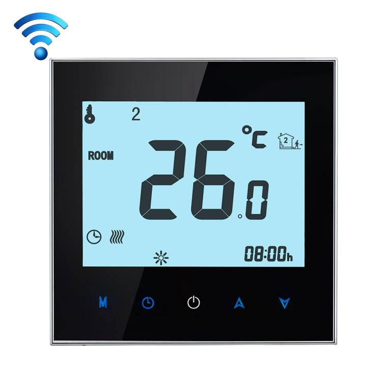 Thermostat de chauffage d'eau à charge 3A BHT-1000-GA-WIFI Type tactile LCD numérique WiFi, Affichage Horloge / Température / Périodes / Heure / Semaine / Chauffage etc., BHT-1000 3A (Noir), BHT-1000 3A (Blanc)