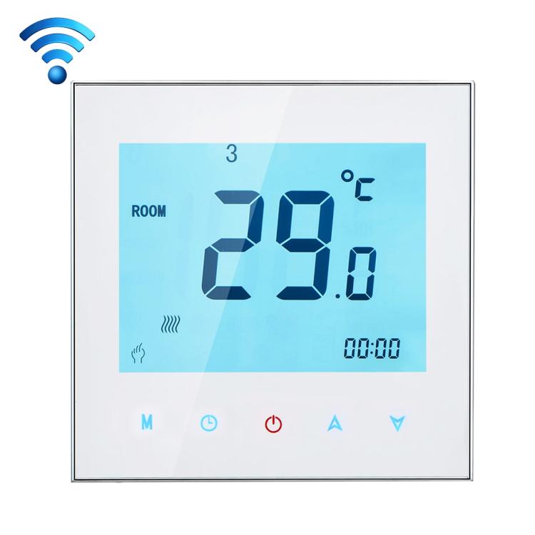 Thermostat de chauffage d'eau à charge 3A BHT-1000-GA-WIFI Type tactile LCD numérique WiFi, Affichage Horloge / Température / Périodes / Heure / Semaine / Chauffage etc., BHT-1000 3A (Noir), BHT-1000 3A (Blanc)