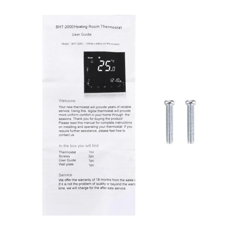 Climatisation centrale BAC-2000 Type tactile LCD numérique Unité de ventilo-convecteur 2 tuyaux Thermostat d'ambiance, Affichage vitesse du ventilateur / Horloge / Température / Heure / Semaine / Chauffage etc., BAC-2000 (Noir), BAC-2000 (Blanc)