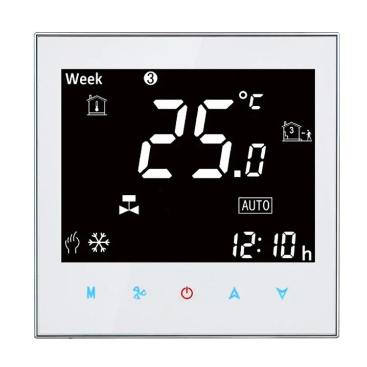 Climatisation centrale BAC-2000 Type tactile LCD numérique Unité de ventilo-convecteur 2 tuyaux Thermostat d'ambiance, Affichage vitesse du ventilateur / Horloge / Température / Heure / Semaine / Chauffage etc., BAC-2000 (Noir), BAC-2000 (Blanc)