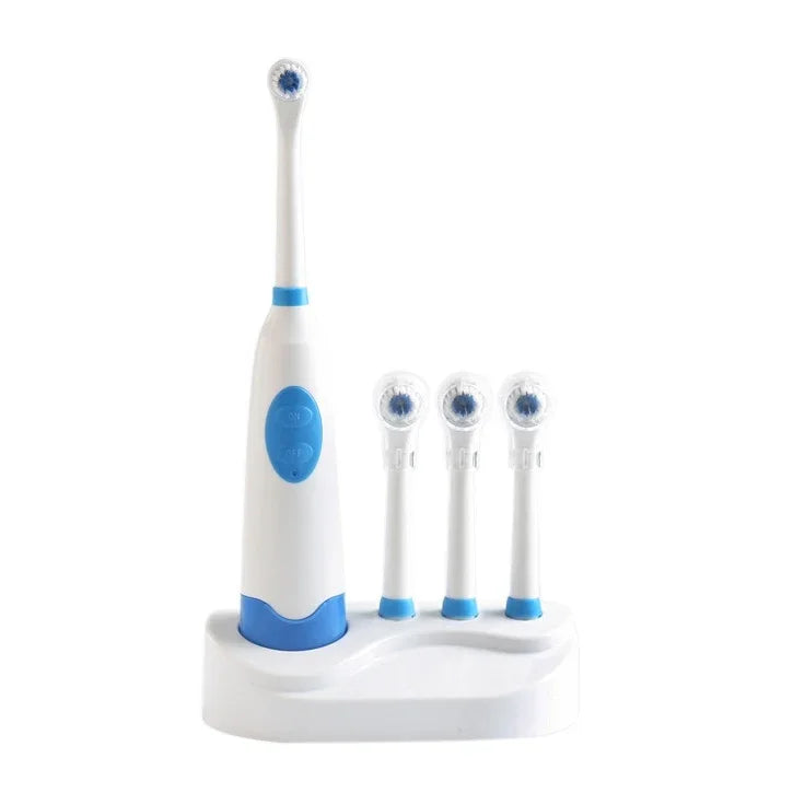 Brosse à dents électrique rotative étanche créative 2W pour la maison avec 4 têtes de brosse de rechange et base, 8500 tours par minute