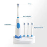 Brosse à dents électrique rotative étanche créative 2W pour la maison avec 4 têtes de brosse de rechange et base, 8500 tours par minute