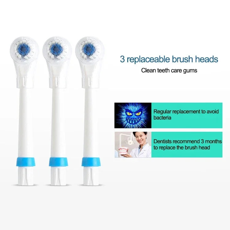 Brosse à dents électrique rotative étanche créative 2W pour la maison avec 4 têtes de brosse de rechange et base, 8500 tours par minute