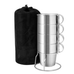 Ensemble portable de 4 tasses de pique-nique en acier inoxydable, mugs anti-chaleur pour thé et café, tasse à café