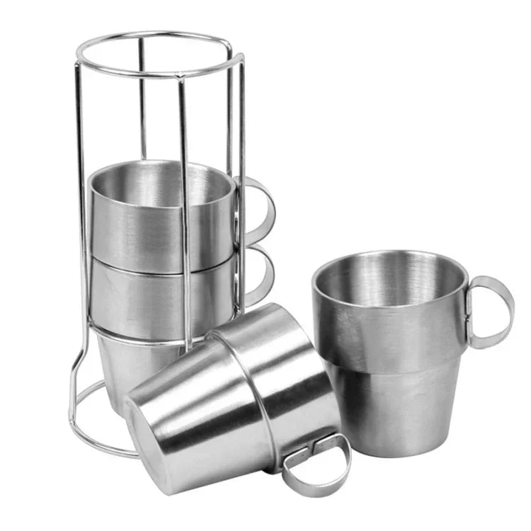 Ensemble portable de 4 tasses de pique-nique en acier inoxydable, mugs anti-chaleur pour thé et café, tasse à café