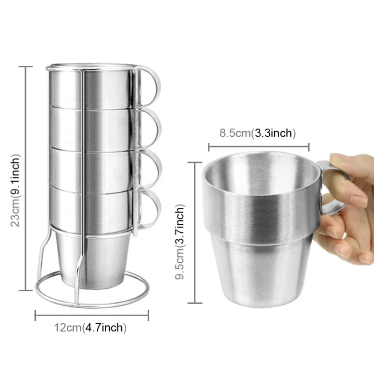 Ensemble portable de 4 tasses de pique-nique en acier inoxydable, mugs anti-chaleur pour thé et café, tasse à café