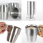Ensemble portable de 4 tasses de pique-nique en acier inoxydable, mugs anti-chaleur pour thé et café, tasse à café