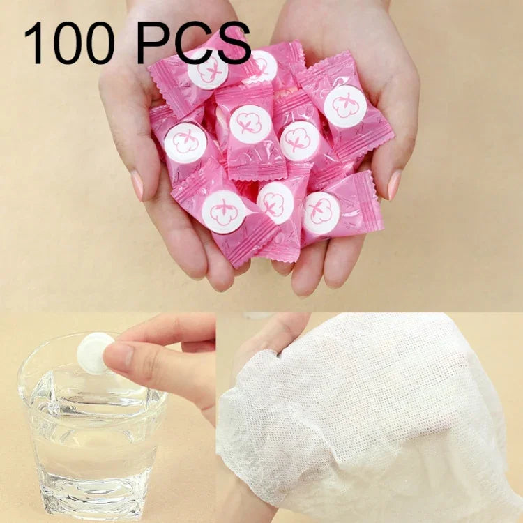 100 PCS Serviette en coton jetable portable style bonbon, Taille : 22*20cm, 100 PCS