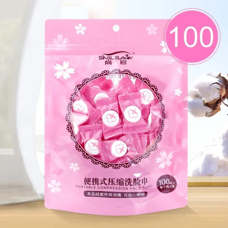 100 PCS Serviette en coton jetable portable style bonbon, Taille : 22*20cm, 100 PCS