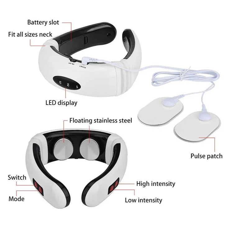 Masseur corporel électrique à impulsions électriques pour le dos, le cou et les épaules, avec chargement USB et batterie de 1300 mAh