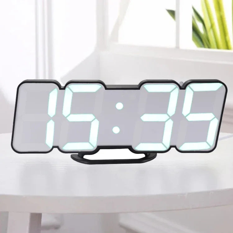 Réveil numérique moderne 3D LED à contrôle sonore coloré avec réglage de la luminosité, horloge murale électronique lumineuse suspendue avec télécommande, 9001 Noir, 9001 Blanc