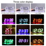 Réveil numérique moderne 3D LED à contrôle sonore coloré avec réglage de la luminosité, horloge murale électronique lumineuse suspendue avec télécommande, 9001 Noir, 9001 Blanc