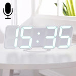 Réveil numérique moderne 3D LED à contrôle sonore coloré avec réglage de la luminosité, horloge murale électronique lumineuse suspendue avec télécommande, 9001 Noir, 9001 Blanc