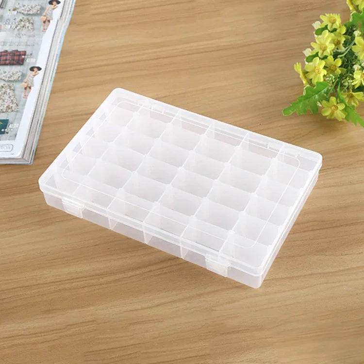 Boîte de rangement organisatrice en plastique Compartiment à grille amovible pour bijoux, boucles d'oreilles, hameçons, petits accessoires, Taille: Large, 36 fentes, 36 emplacements