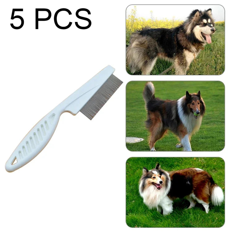 5 PCS Pet Cats Dogs Supplies Combs Fine Toothed Stainless Steel Needle Fleas Removal Combs, Length: 14cm, Length: 14cm, Blue, Length: 14cm, Purple, Length: 14cm, White