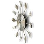 Horloge murale créative en acier inoxydable pour cuisine et salon avec couteau et fourchette, quartz