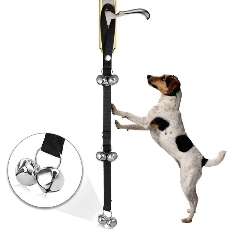 Clochette de dressage pour chien avec corde en nylon, laisse de dressage, sonnette anti-perte et 7 clochettes