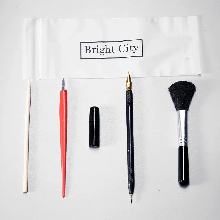 5 pièces/ensemble d'outils de peinture à gratter stylo à gratter détails du stylo réparation du stylo solution de peinture à gratter à usage spécial, 5 pièces/ensemble d'outils de peinture à gratter