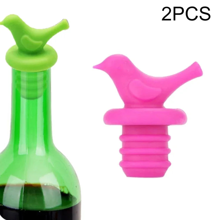 2 bouchons de bouteille créatifs style oiseau en silicone pour vin, bière et condiments, couleur livrée au hasard, 10 bouchons forme oiseau