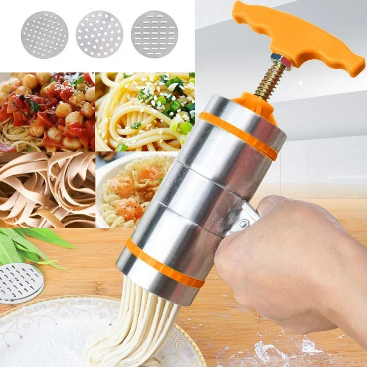 3 moules Ménage Manuellement Petite Machine à Pâtes Manuelle en Acier Inoxydable, 3 moules
