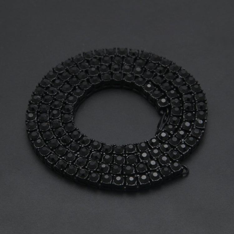 Collier Homme Hip Hop Punk Chaîne en Alliage Incrustée de Cristaux Rang Unique, Taille : 24 pouces, Taille : 24 pouces