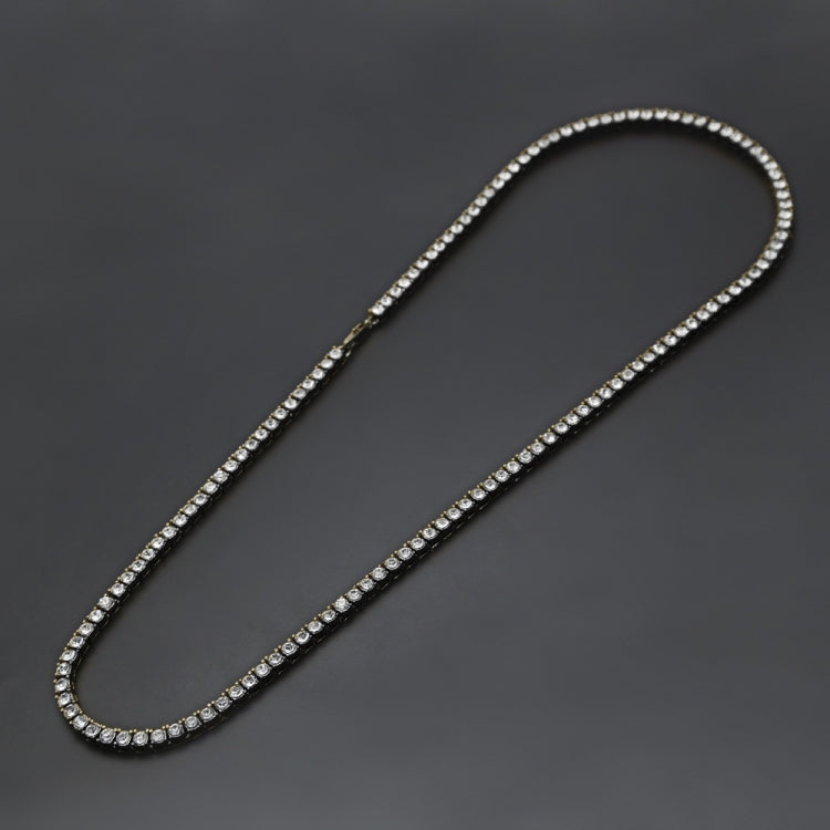 Collier Homme Hip Hop Punk Chaîne en Alliage Incrustée de Cristaux Rang Unique, Taille : 24 pouces, Taille : 24 pouces