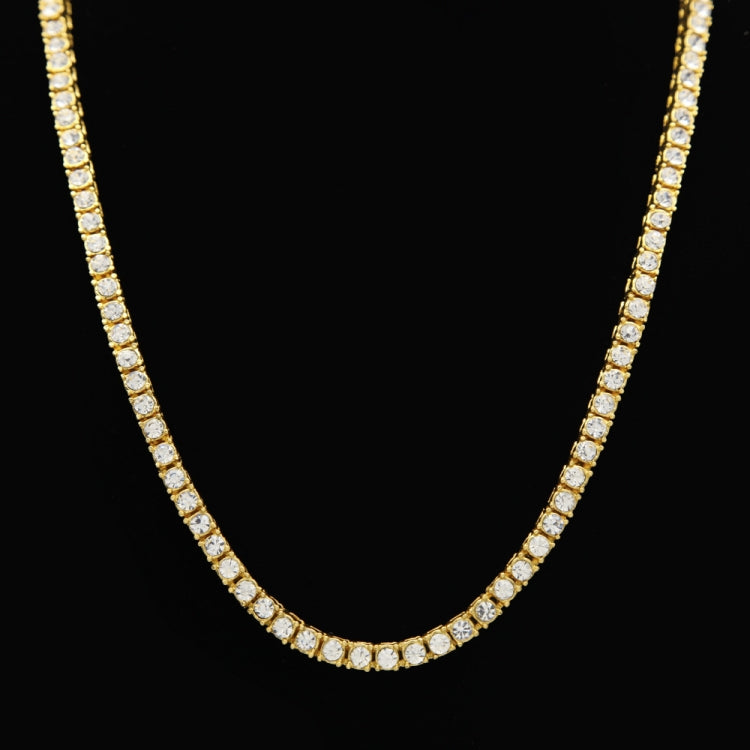 Collier Homme Hip Hop Punk Chaîne en Alliage Incrustée de Cristaux Rang Unique, Taille : 24 pouces, Taille : 24 pouces