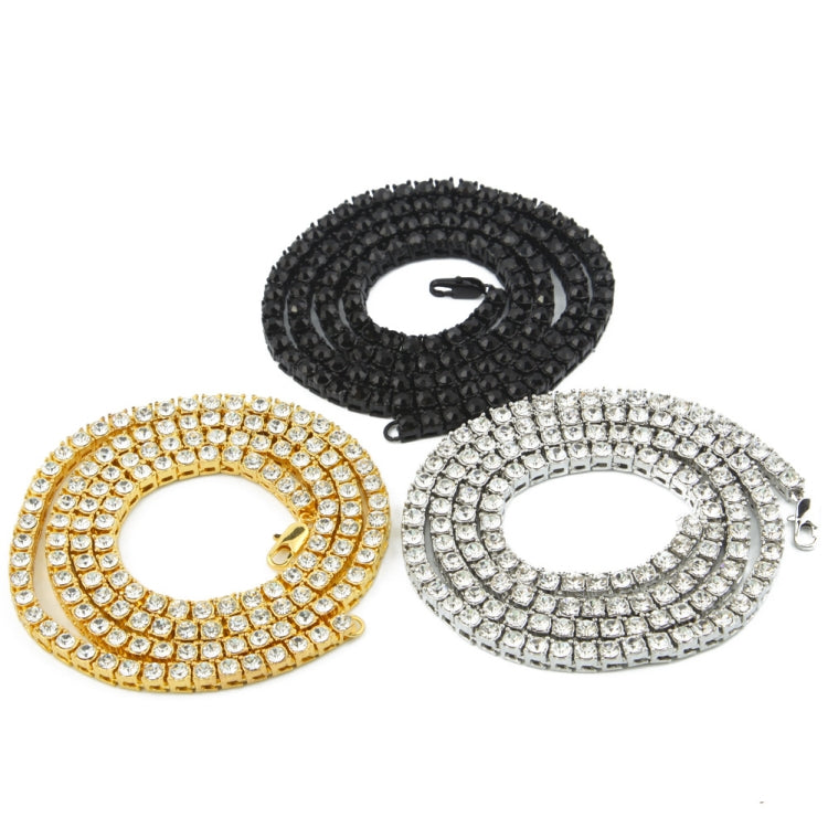 Collier Homme Hip Hop Punk Chaîne en Alliage Incrustée de Cristaux Rang Unique, Taille : 24 pouces, Taille : 24 pouces